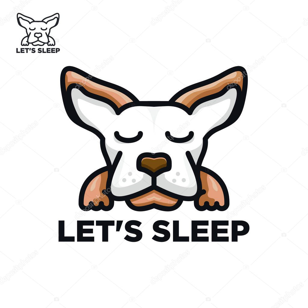 Cute dog, sleep concept design vector template