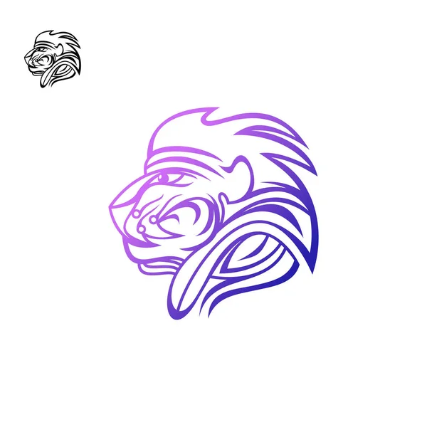 Lion Avec Vecteur Conception Style Art Ligne — Image vectorielle