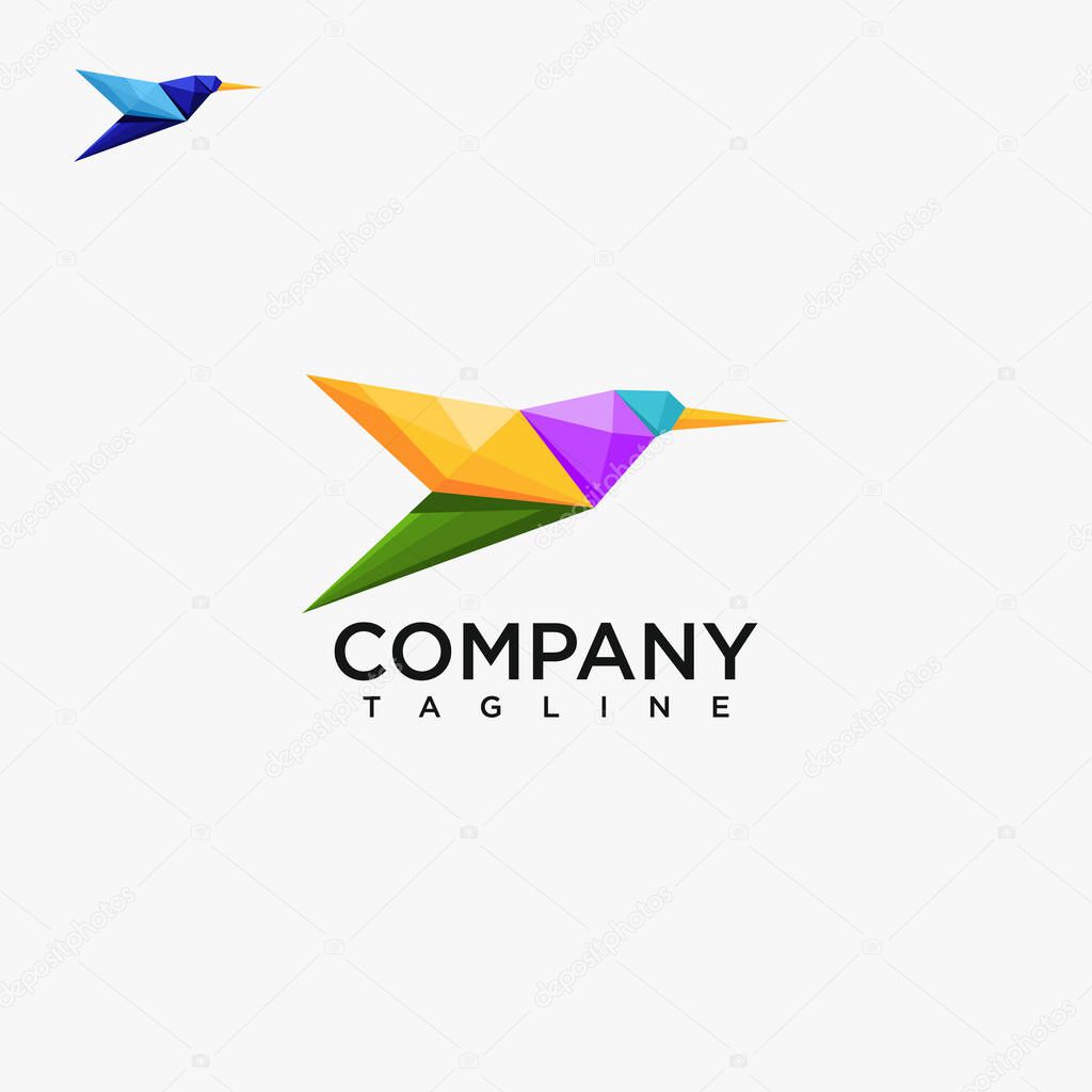 Bird logo with origami style design vector