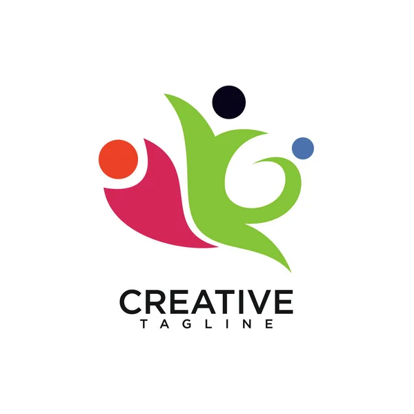 Logotipo Del Grupo Personas Vector Diseño Creativo — Vector de stock