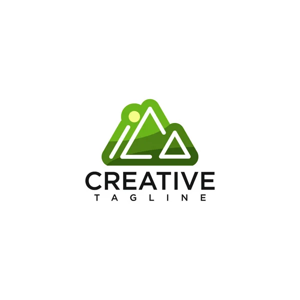 Dağ Stili Tasarım Vektörlü Doğa Logosu — Stok Vektör