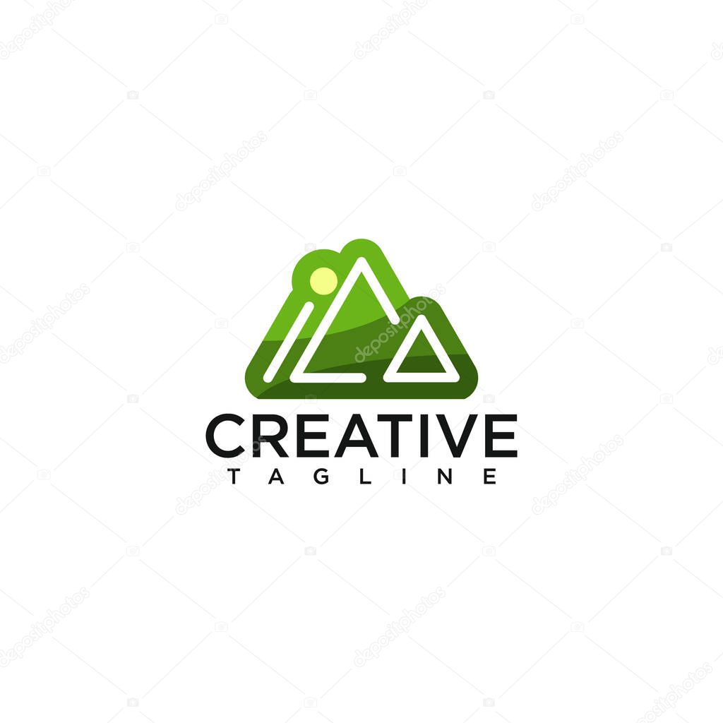 Nature logo with mountain style design vector