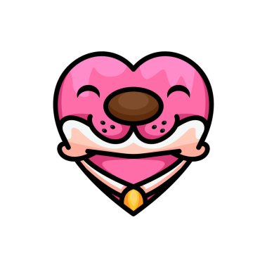 Kalp tasarım vektörü olan yüz köpeği