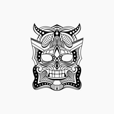 Kafatası kafa. çizgi sanat biçimi, tasarım vektörü