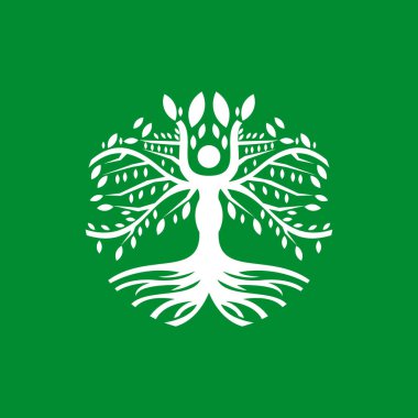 İnsanların konsept tasarım vektörlü ağaç logosu