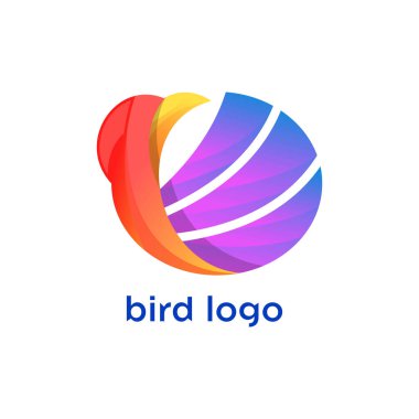 Renkli stil tasarım vektörlü kuş logosu