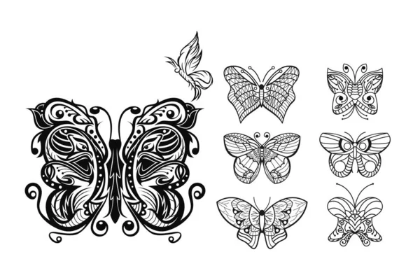 Mandala Mariposa Vector Diseño Creativo — Vector de stock