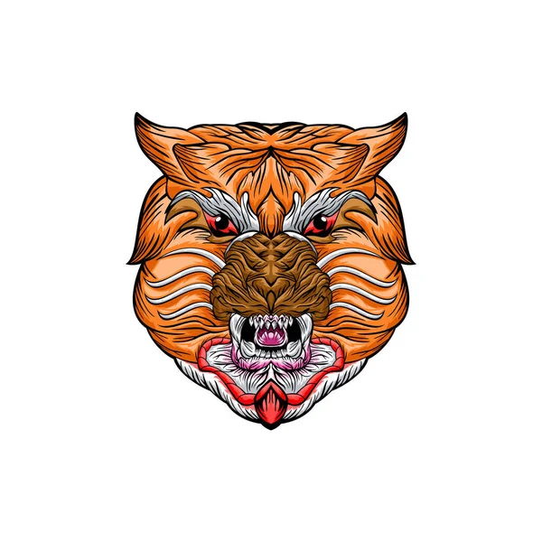 Tiger Maskot Med Platt Stil Design Vektor — Stock vektor