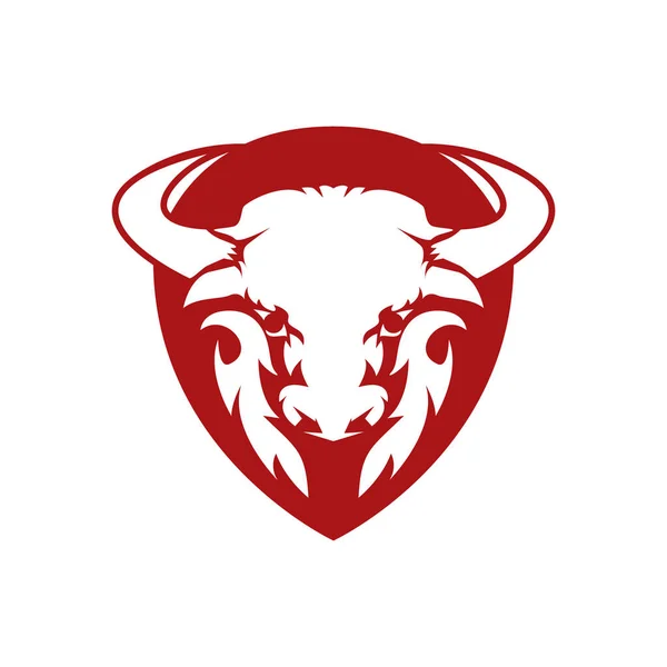 Bullen Logo Mit Schild Konzept Designvektor — Stockvektor