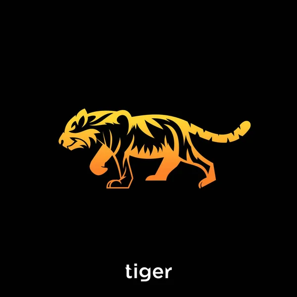 Logotipo Tigre Com Vetor Design Estilo Silhueta —  Vetores de Stock