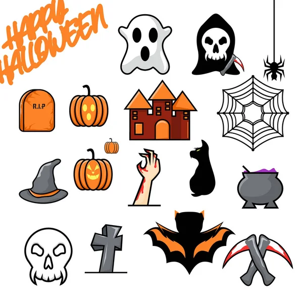 Halloween Conjunto Modelo Vetor Design — Vetor de Stock