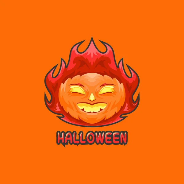 Halloween Pompoen Met Vlam Concept Vector — Stockvector