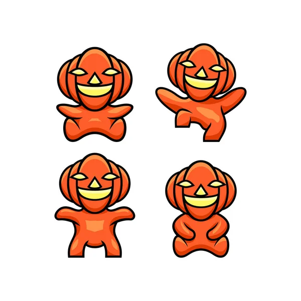 Set Pumpkin Character Design Vector — Stock Vector