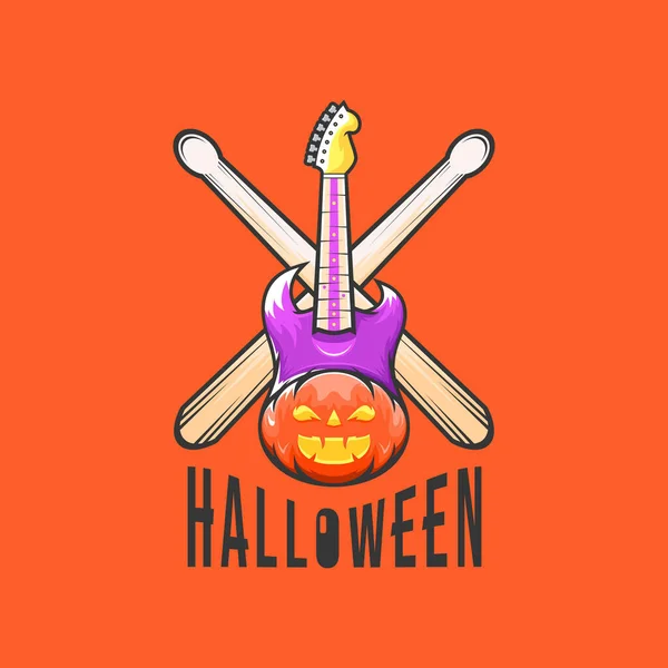 Calabaza Halloween Con Concepto Guitarra Vector Diseño — Vector de stock