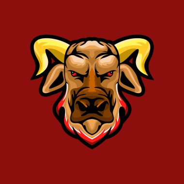 Çizim boğa başlı hayvan tasarım vektörü