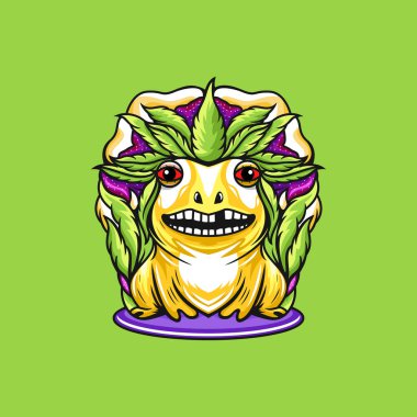 Kenevir konsept tasarım vektörü ile illüstrasyon kurbağası