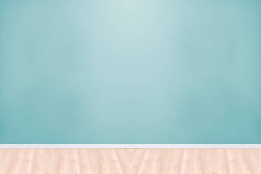 Yeni boş oturma odası iç dekorasyon ahşap zemin, taş duvar konsepti. Ev, ofis ve otel için dekoratif arka plan. 3B illüstrasyon