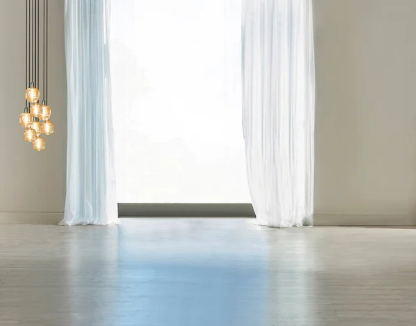 Sala Estar Vacía Decoración Interior Moderna Lámpara Suelo Madera Concepto — Foto de Stock