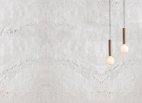 white stone wall, interior design for home, office, hotel and bedroom, modern lamp