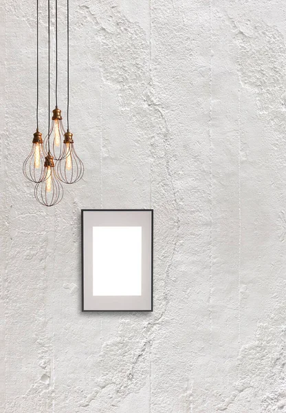 Pared Piedra Decorativa Marco Vacío Lámpara Moderna Diseño Interiores —  Fotos de Stock
