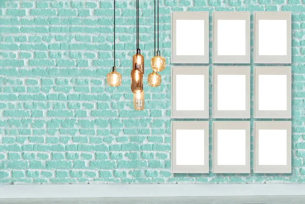 Decoratieve Groene Muur Opgehangen Frame Interieur Ontwerp Voor Home Office — Stockfoto