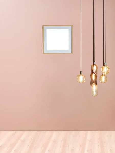 Helder Stenen Muur Interieur Design Moderne Lamp — Stockfoto