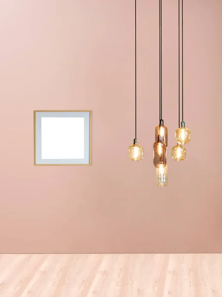 Design Degli Interni Della Parete Pietra Luminosa Lampada Moderna — Foto Stock