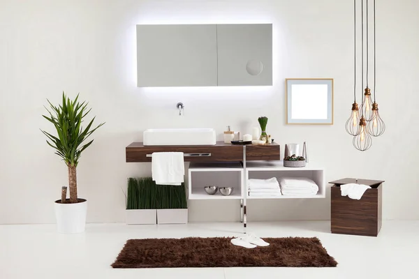 White Wall Cabinet Designed Modern Bathroom — Stock Photo, Image