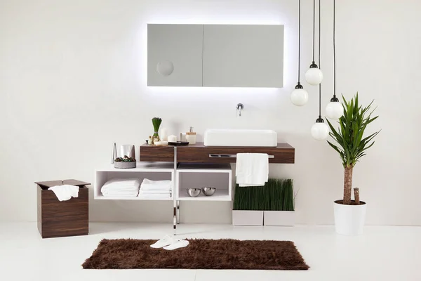 White Wall Cabinet Designed Modern Bathroom — Stock Photo, Image