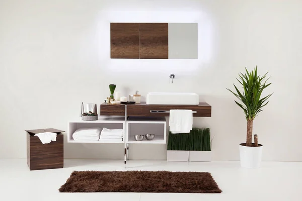 Weiße Wand Sauberes Badezimmer Stil Und Innendekoration Design Für Haus — Stockfoto