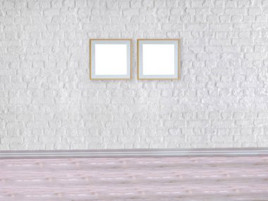 Boş ev iç tasarımı ve lamba. 3B illüstrasyon