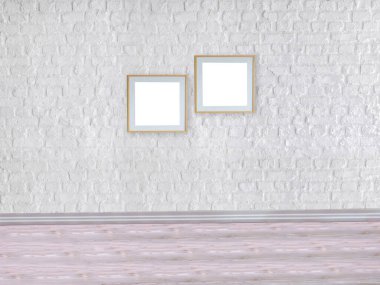 Boş ev iç tasarımı ve lamba. 3B illüstrasyon