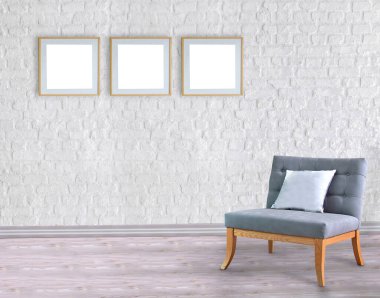 Boş ev iç tasarımı ve lamba. 3B illüstrasyon