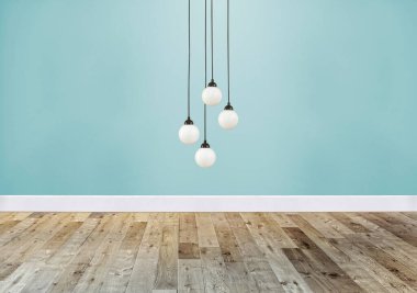 Modern boş ev iç mimarisi ve lamba. 3B illüstrasyon