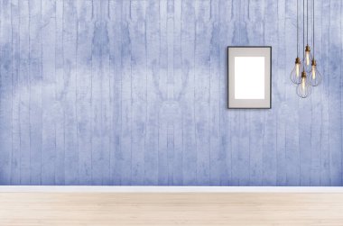 Yeni boş oturma odası iç dekorasyon ahşap zemin, taş duvar konsepti. Ev, ofis ve otel için dekoratif arka plan. 3B illüstrasyon