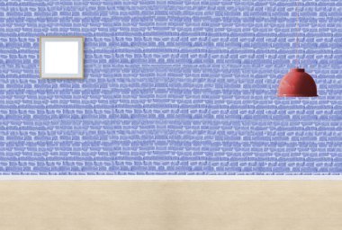 Taş duvar, ev, ofis, otel ve yatak odası için iç tasarım, modern lamba.