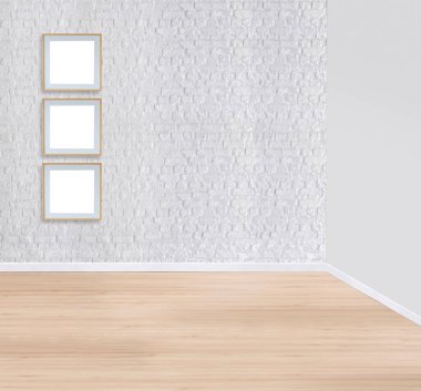 Boş ev iç tasarımı ve lamba. 3B illüstrasyon