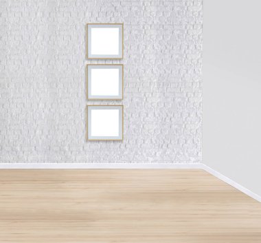 Boş ev iç tasarımı ve lamba. 3B illüstrasyon