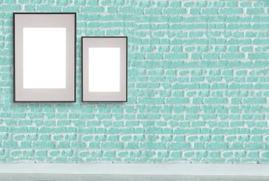 green stone brick wall modern interior decoration empty room and modern lamp