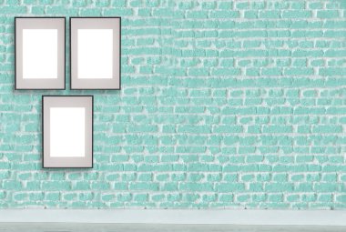 green stone brick wall modern interior decoration empty room and modern lamp