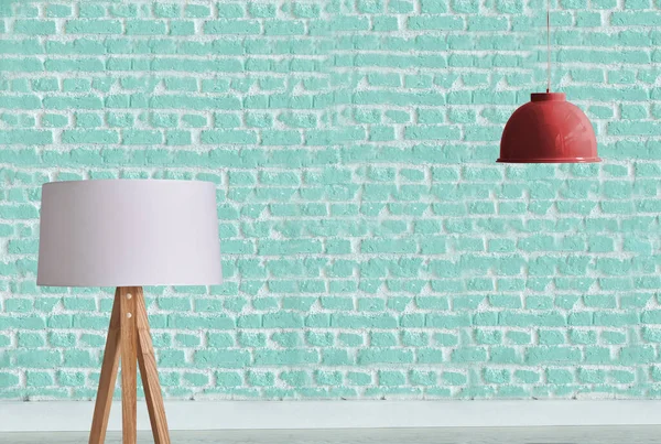 new green stone wall, interior design for home, office, hotel and bedroom, modern lamp