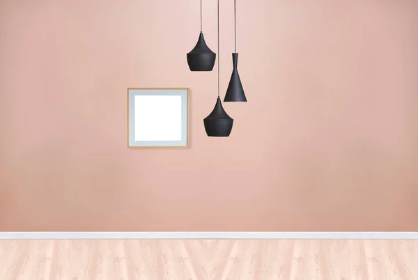 Пустая Комната Дизайн Интерьера Висячая Лампа Иллюстрация — стоковое фото