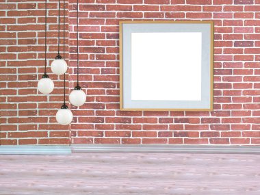 Taş duvar boş iç dekorasyon modern lamba ve ahşap zemin konsepti, ev, ofis, otel için dekoratif ve arka plan