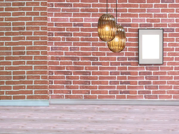 石墙空室内装饰现代灯饰木地板概念 办公室 宾馆装饰及背景 — 图库照片