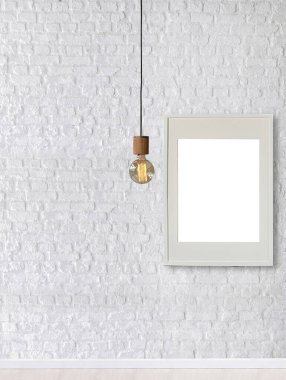 white brick stone wall interior design modern lamp for home, office, hotel and bedroom