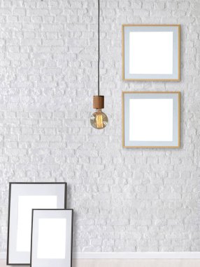 white brick stone wall interior design modern lamp for home, office, hotel and bedroom