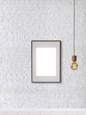 white brick stone wall interior design modern lamp for home, office, hotel and bedroom
