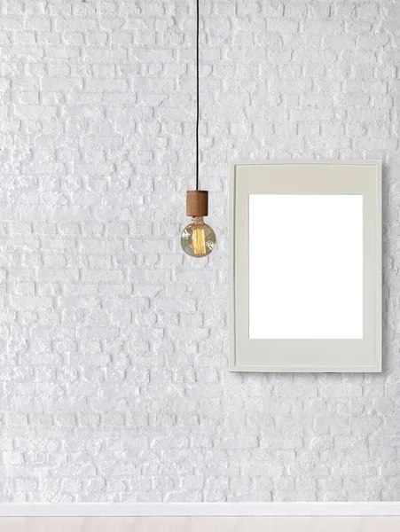 White Brick Stone Wall Interior Design Modern Lamp Home Office — Stockfoto