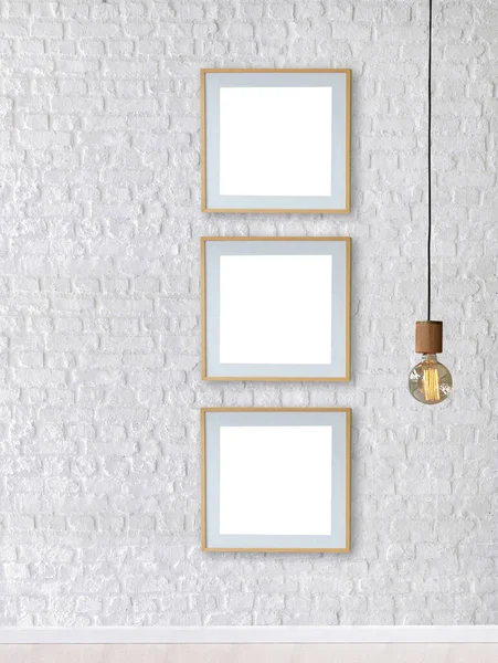 White Brick Stone Wall Interior Design Modern Lamp Home Office — Φωτογραφία Αρχείου