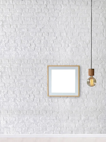 White Brick Stone Wall Interior Design Modern Lamp Home Office — Fotografia de Stock